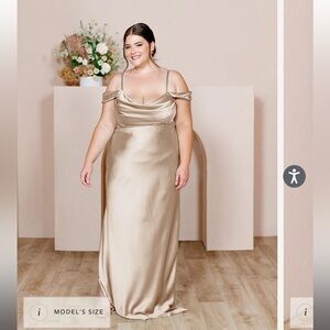 Revelry Sienna Satin Dress in Gold Champagne
